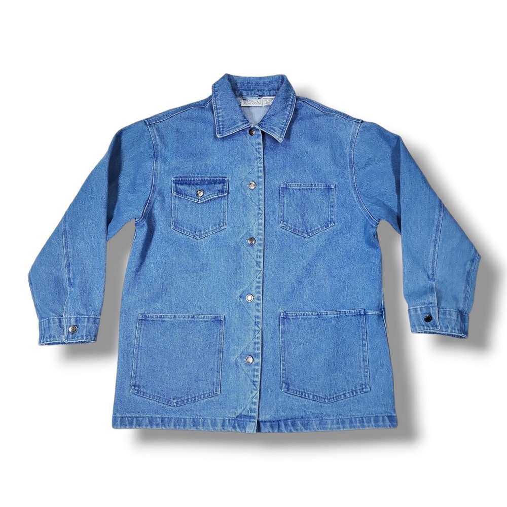 Vintage Basic Editions Med Wash Button Denim Jacket Men's Medium - Picture 1 of 9